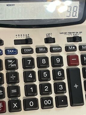 Professional Desktop Calculator in Beige and Black - Advanced Business Functions